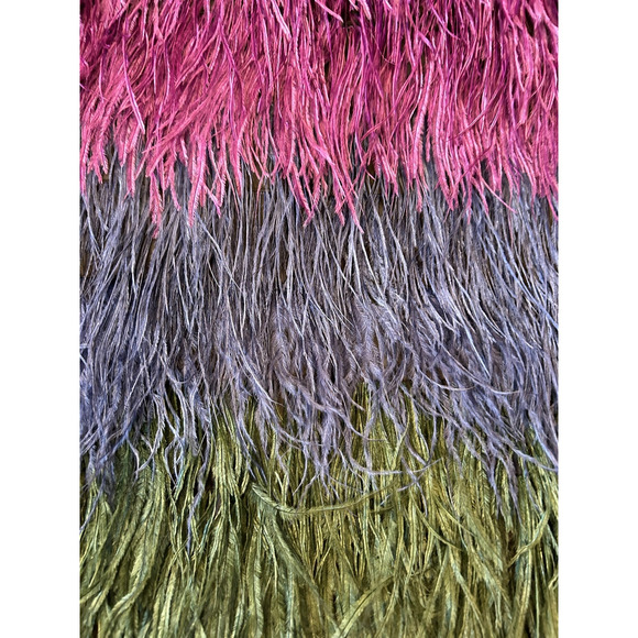 CYNTHIA ROWLEY Women's Ostrich Feather Dress XS Ivy Ombre NWT Mini $795 - Picture 6 of 10